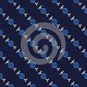 Space-Based Nukes with Earth and Satellite vector seamless pattern in outline style photo