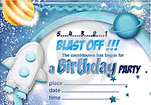 Space Birthday Invitation No 1