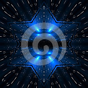 Space Blue Anamorphic Symmetrical Streaks Abstract Background