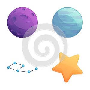 Space body icons set cartoon vector. Celestial body star and planet