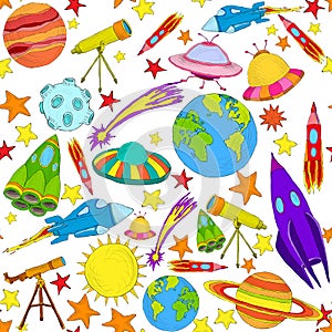 Space colored seamless pattern