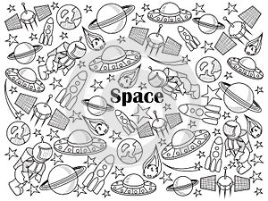 Space colorless set vector illustration