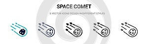 Space comet icon in filled, thin line, outline and stroke style. Vector illustration of two colored and black space comet vector