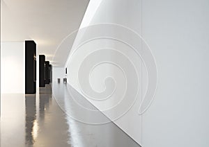 Space of contemporary gallery with black frames