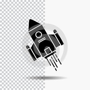 space craft, shuttle, space, rocket, launch Glyph Icon on Transparent Background. Black Icon