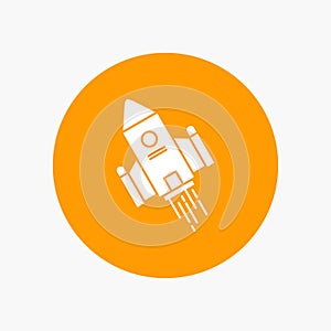 space craft, shuttle, space, rocket, launch White Glyph Icon in Circle. Vector Button illustration