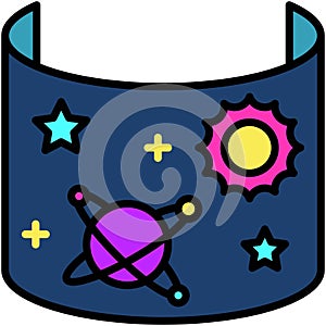 Space on curved screen icon, Metaverse related vector
