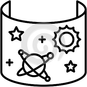 Space on curved screen icon, Metaverse related vector