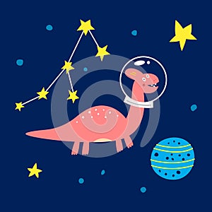 Space dinosaur, vector illustration for children s fashion