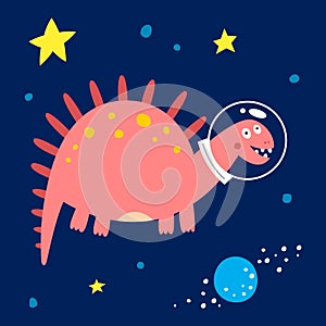 Space dinosaur, vector illustration for children s fashion