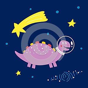 Space dinosaur, vector illustration for children s fashion