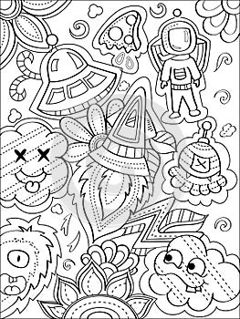 Space Doodle Coloring Page