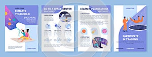 Space education for children flat vector brochure template