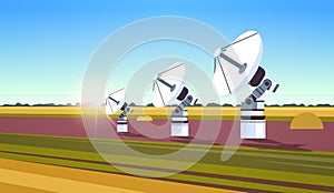 space exploration astronautics technology concept satellite dish antenna for telecommunication horizontal