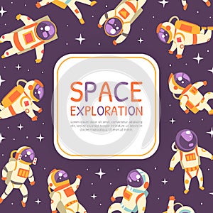 Space Exploration Banner Template, Science Fiction, Astronomy Poster, Card, Background Cartoon Vector Illustration