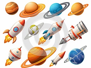 Space Exploration Cartoon Elements