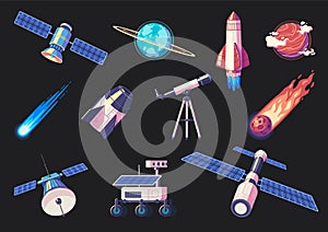 Space Exploration Cartoon Set