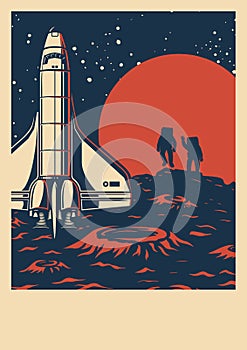 Space exploration colorful poster