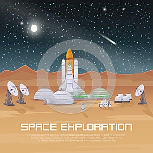 Space Exploration Flat Composition