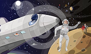 Space exploration flat vector illustration