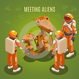 Space Exploration Meeting Aliens Composition