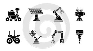 Space Exploration and Robotics Icons Set