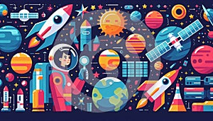 Space Exploration and Sci-Fi Vector Illustration