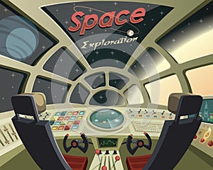 Space Exploration ,view from the spaceship cockpit