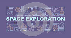 Space exploration word concepts dark purple banner