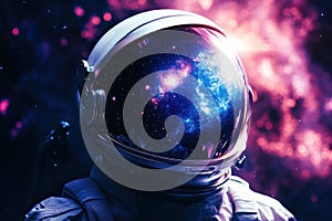 Space Explorer with Galaxy Reflected in Helmet