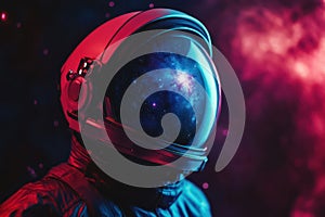 Space Explorer with Galaxy Reflected in Helmet