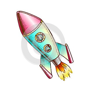 Space Exploring Launch Rocket Color Vector photo