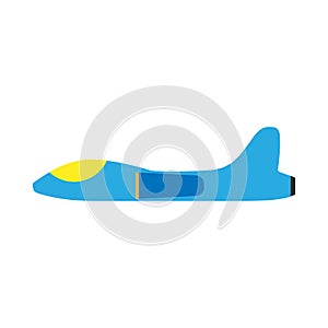 Space fighter side view flat vector icon. Flight transport aerospace combat technology plane