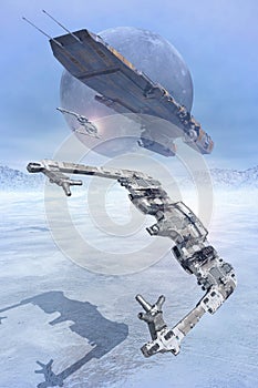 Space fighters flying low on ice