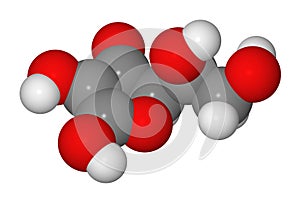 Space-filling model of ascorbic acid molecule