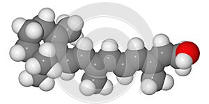 Space-filling model of retinol molecule