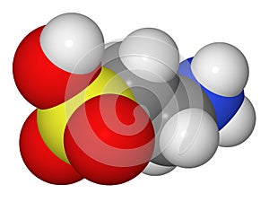 Space-filling model of taurine molecule