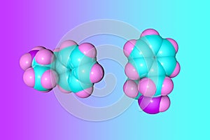 Space-filling molecular model of amphetamine, a powerful stimulator of the central nervous system.