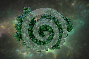 Space-filling molecular model of human pepsin 3b. 3d illustration photo