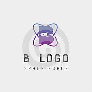 space force logo design b initial galaxy rocket vector in gradient background