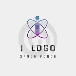 space force logo design i initial galaxy rocket vector in gradient background