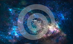 Space Galaxy Background with nebula, stardust and bright shining stars. Vector illustration for your design, artworks.