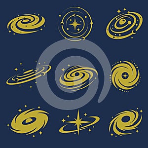 space galaxy icon set