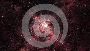 Space galaxy travel exploration to pink Nebula
