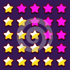 Space game rating stars icons buttons