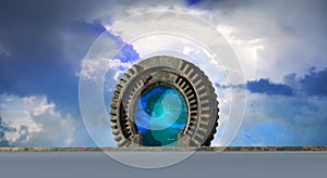 Space Gate into other world 3d rendering