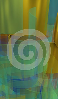 Space with geometric curves growing