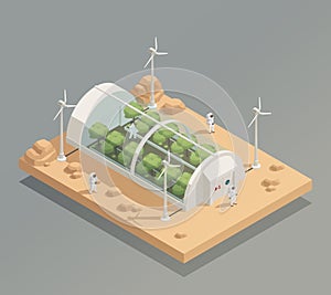 Space Greenery Facility Isometric Composition