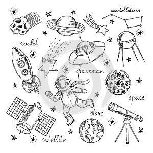 Space Hand Drawn Elements Set