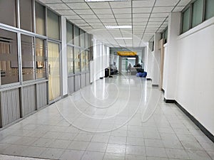 Space in the hospital building corridors